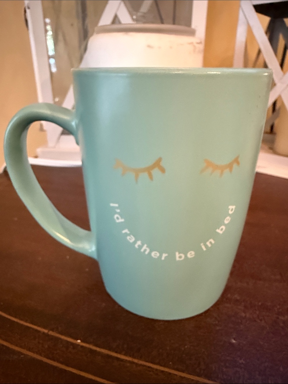 Mint Green Ceramic Mug with Gold Eyelash Accents